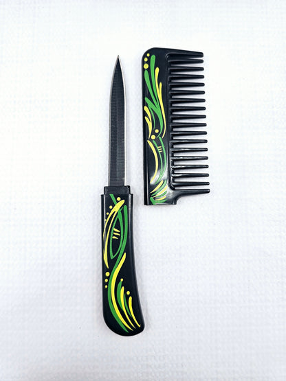 Black & Green I Mini Hair Comb | Concealed Knife