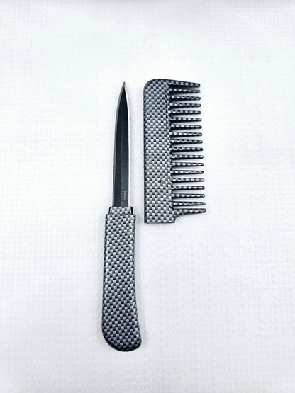 Black & Silver I Mini Hair Comb | Concealed Knife
