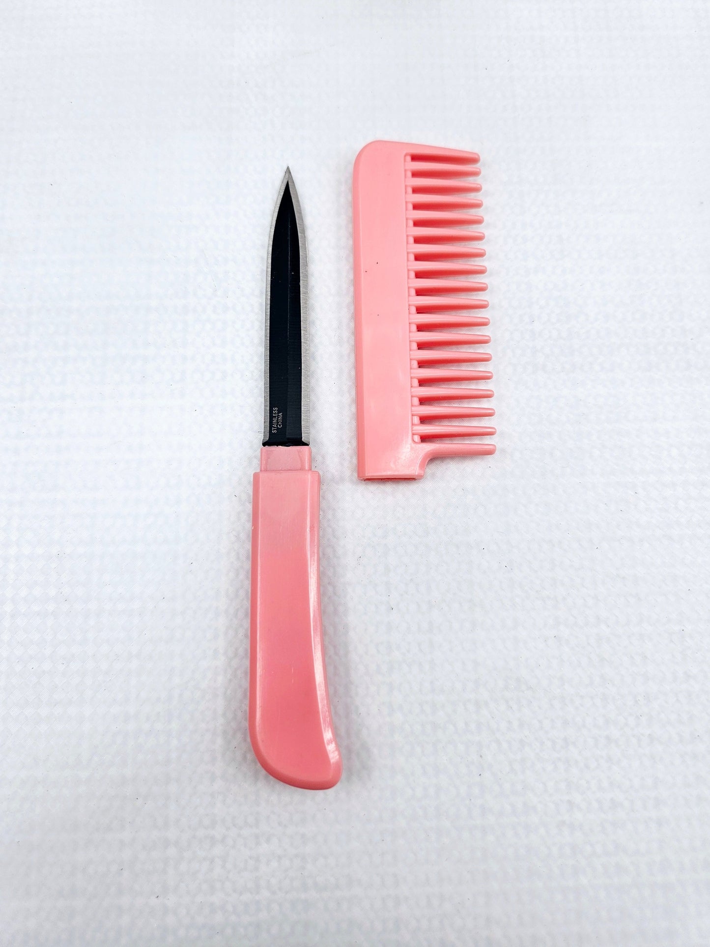 Pink | Mini Hair Comb | Concealed Knife