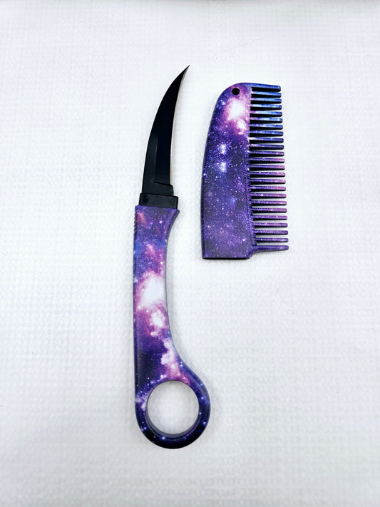 Purple | Galaxy Hair Comb | Knife