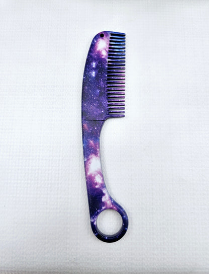 Purple | Galaxy Hair Comb | Knife