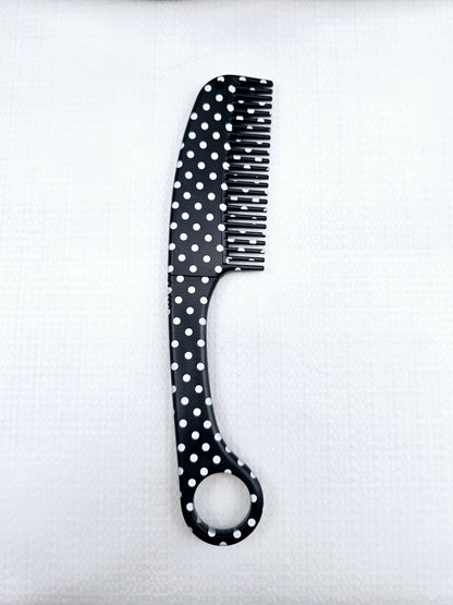 Black Polka Dot | Hair Comb | Knife