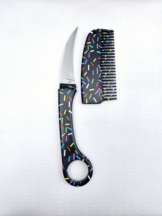 Black Sprinkle | Hair Comb | Concealed Knife