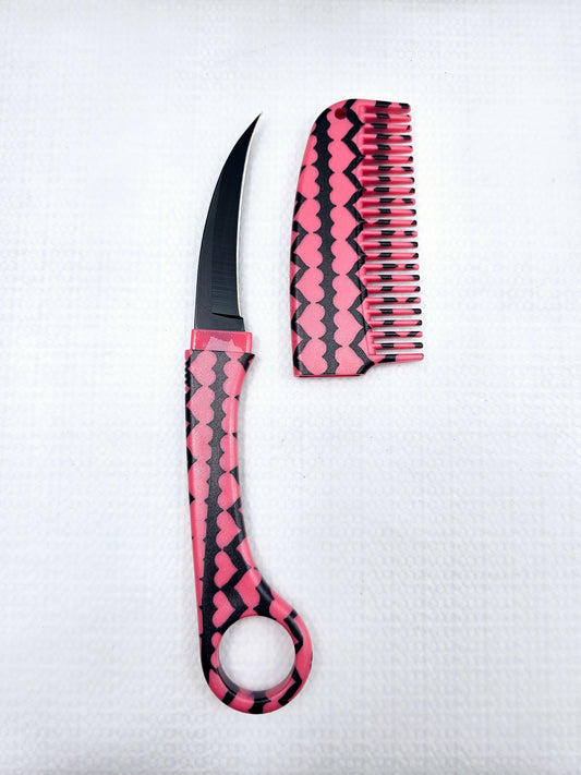 Pink Heart | Hair Comb | Concealed Knife