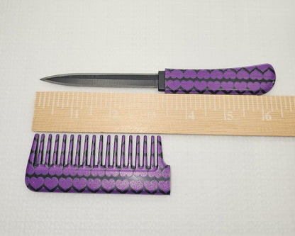 Purple Heart | Mini Hair Comb | Concealed Knife