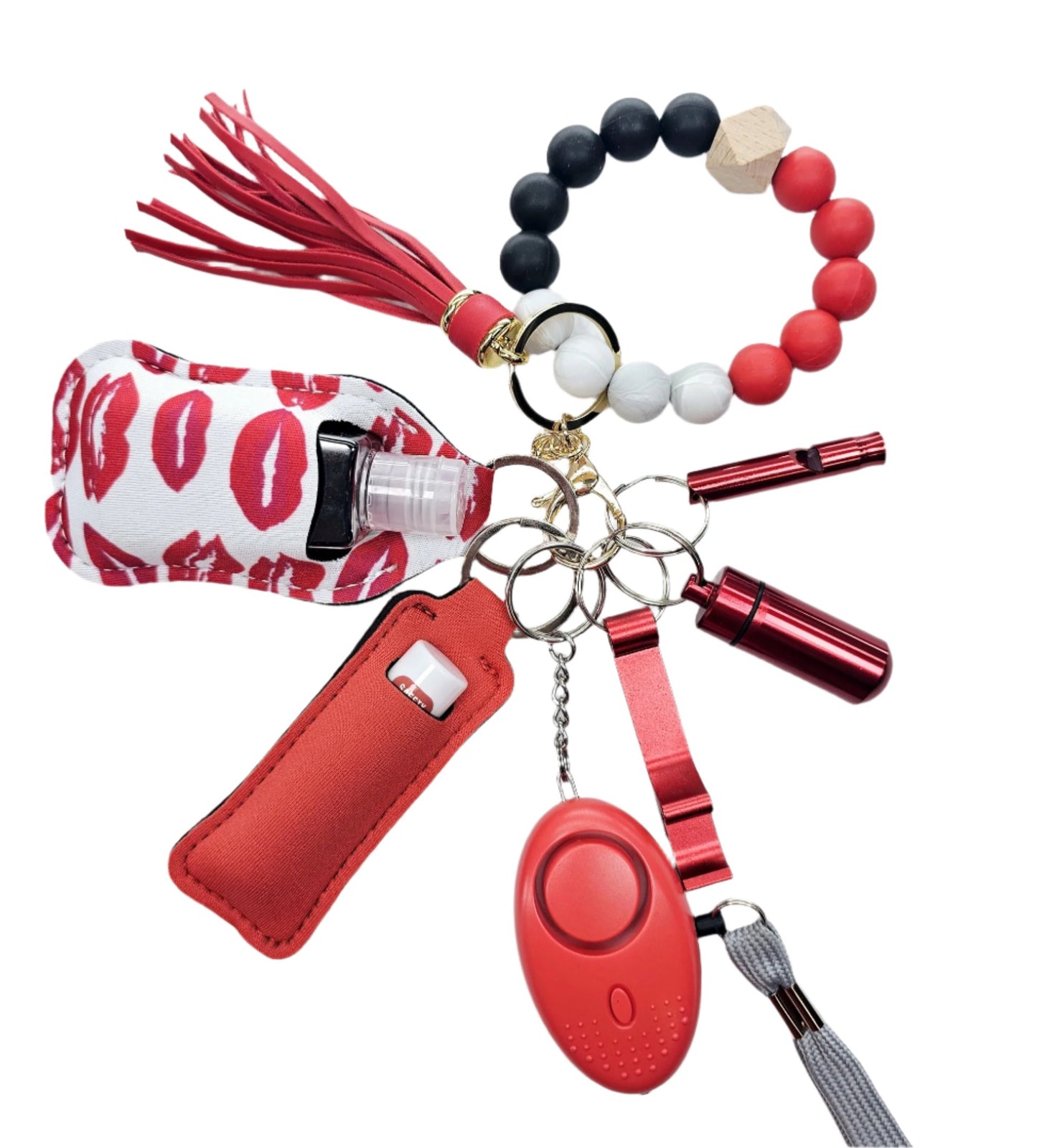 Red | Beaded Keychain Set