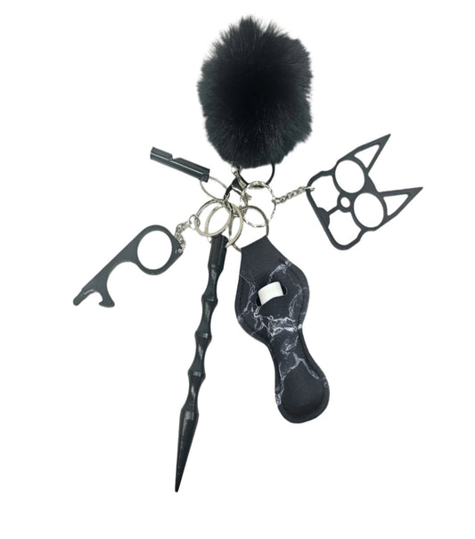 Black | Pom-Pom | Keychain Set