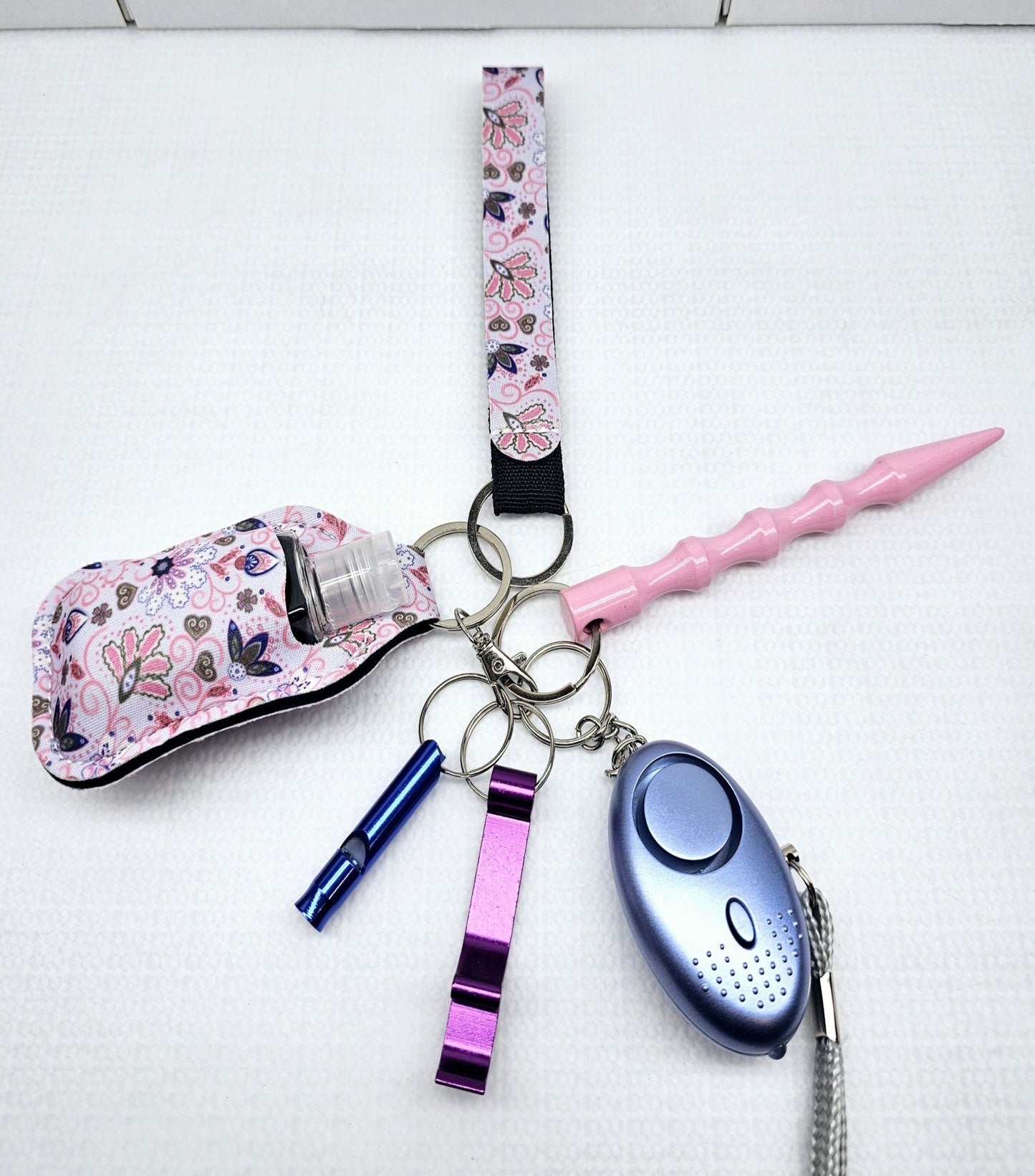 Light Pink and Blue | Flower | Keychain Set